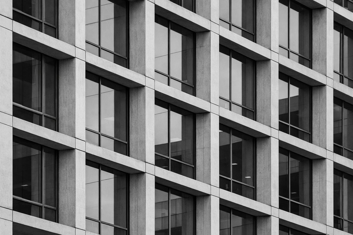 Geometric architecture representing structure and engineering precision